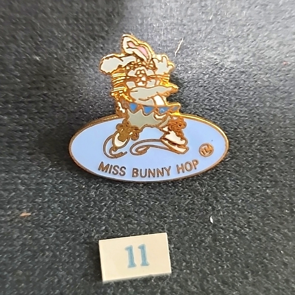 Miss Bunny Hop figure skating pin